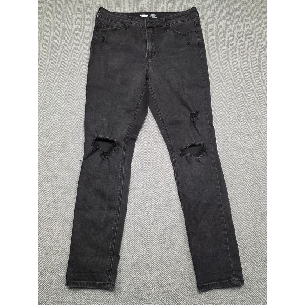 Old Navy Rockstar Super Skinny High Rise Distressed Black Jeans Size‎ 12 Faded